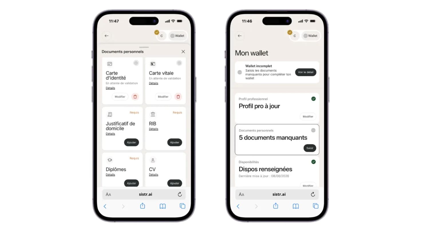 Gestion des documents sur l'application Sistr